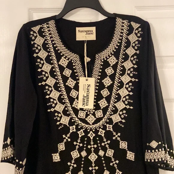 Savanna Jane Linen Black Dress size L brand new length 36” bust 38/40” - Picture 4 of 12